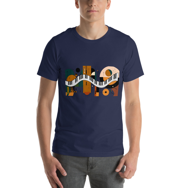 Abstract Piano Keyboard on Unisex T-shirt – Image 3