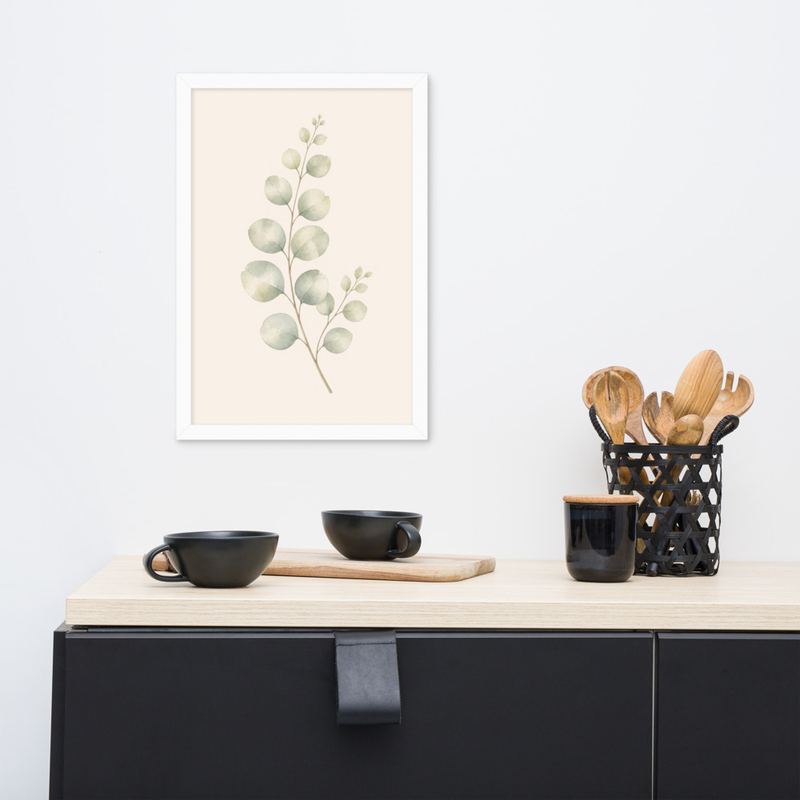 Eucalyptus Branch Framed Botanical Wall Art — Minimalist Watercolor — thumbnail 14