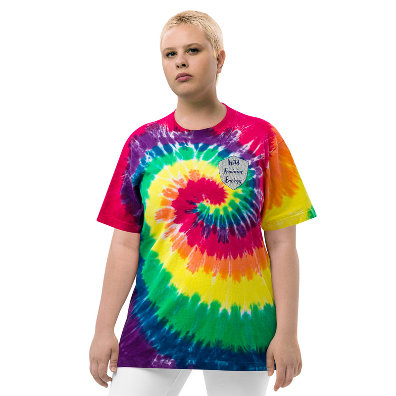 Wild Feminine Energy Oversized tie-dye t-shirt – XL, Classic rainbow