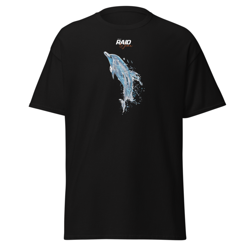 RAID Wear Dolphin Front Print T-Shirt – M, Black