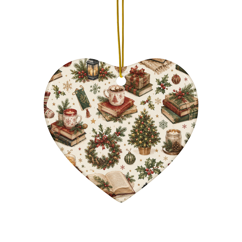 Book lover Ceramic ornament – Heart