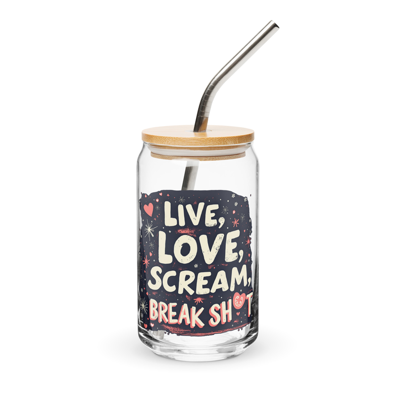 Live Love Can-shaped glass