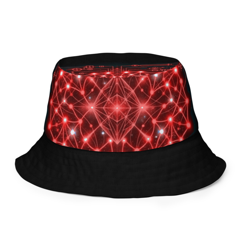 Uncle Benny ® Neural Link Sync IBM Quantum Computer Bucket Hat Neon Red EST. 2020