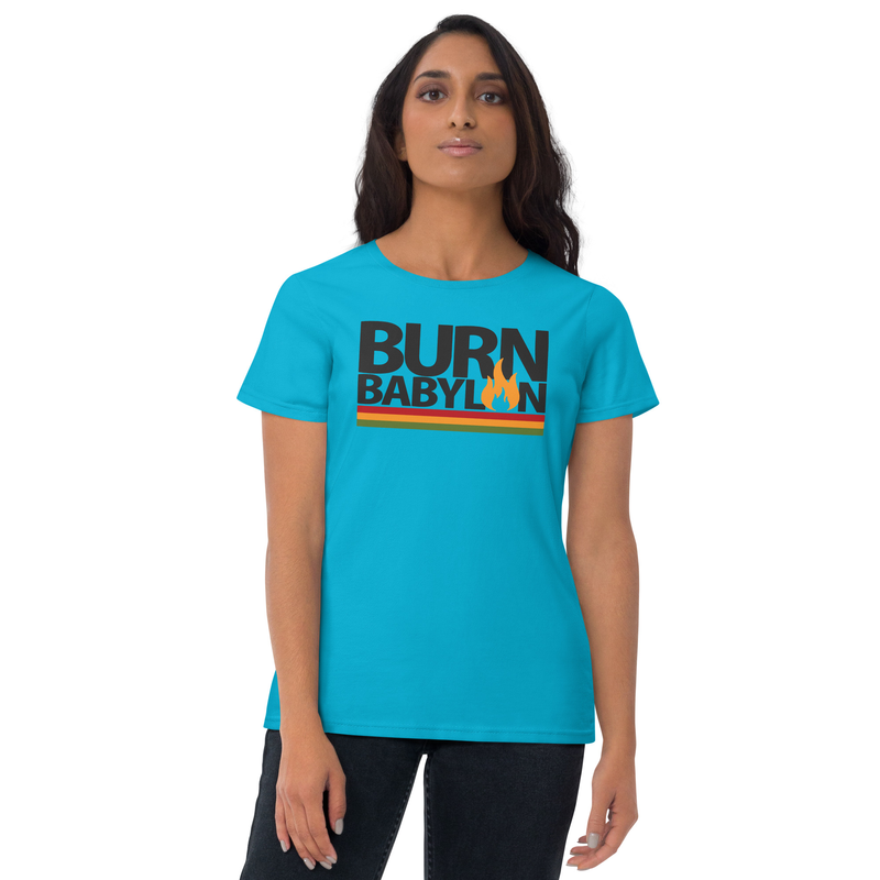Burn Babylon Women's short sleeve t-shirt – XL, Caribbean Blue