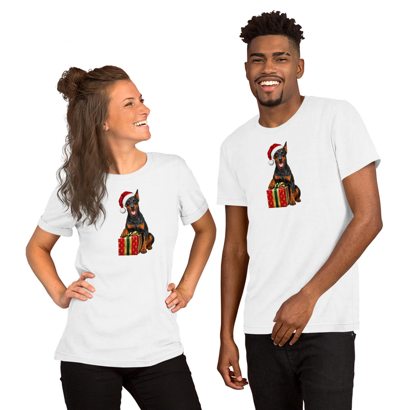 Doberman Pinscher Dog Santa Hat Gift T-Shirt