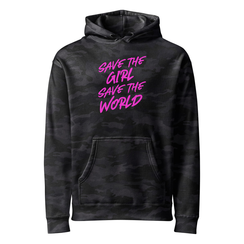 "Save the Girl, Save the World" Actual Girl Camo Hoodie - for Women
