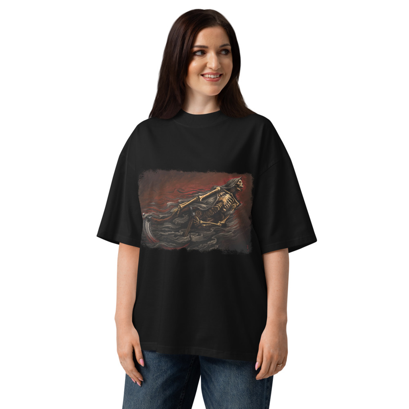 Strickland Reaper Unisex organic oversized high neck t-shirt