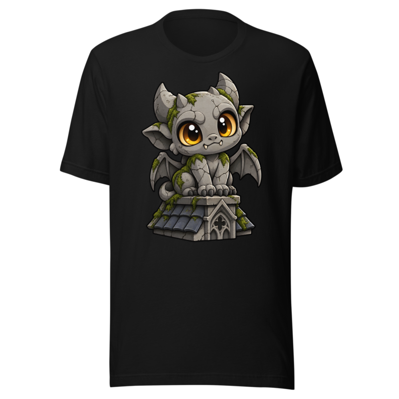 Rooftop Gargoyle on a black tee
