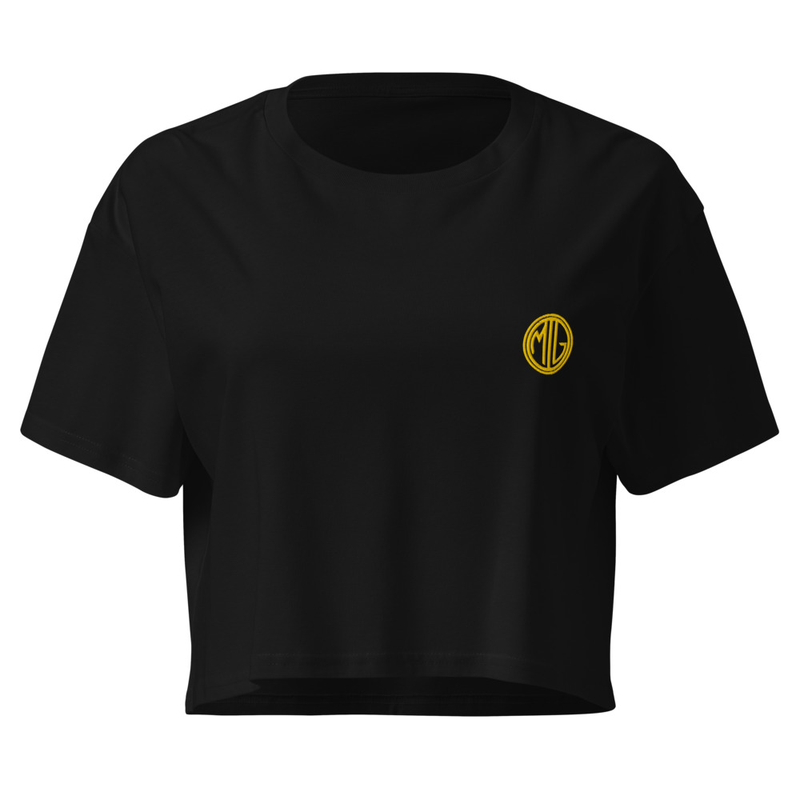 Essentials Cropped Tee | Black + Gold