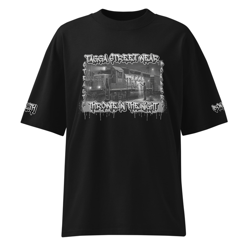 TAGGA / THROWIE IN THE NIGHT / TRAINYARD Unisex organic oversized high neck t-shirt