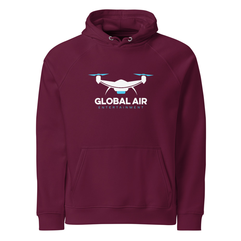 Unisex eco raglan hoodie – XL, Burgundy