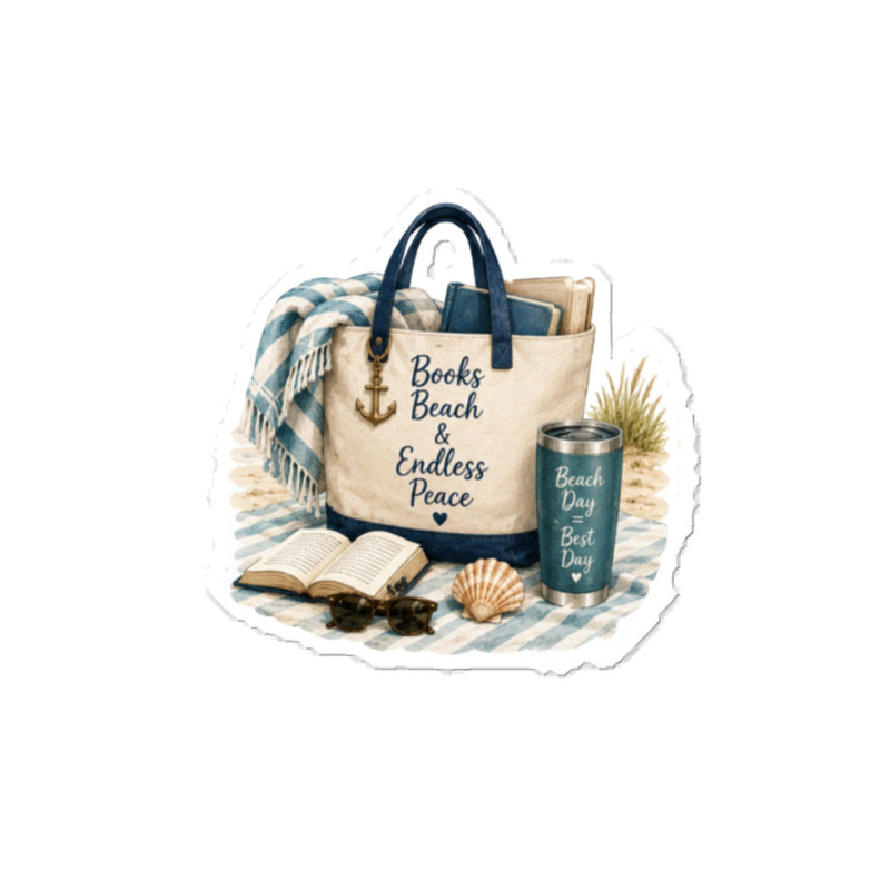 Beach Bag Books Kiss-cut vinyl decals – 8″×10″, Satin