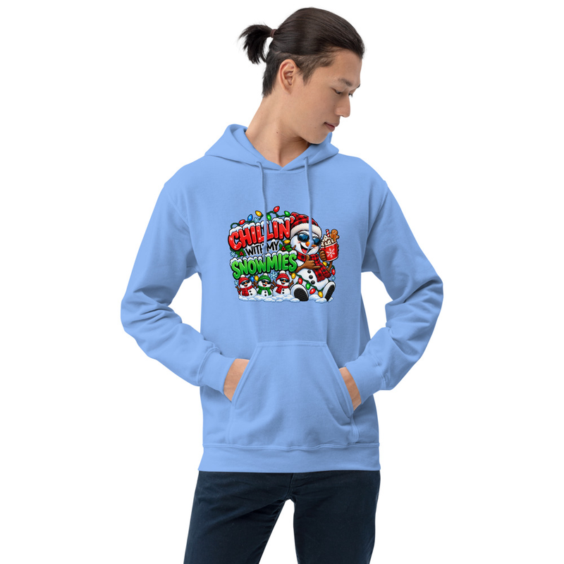 Chililn with my Snowmees Unisex Hoodie – XL, Carolina Blue