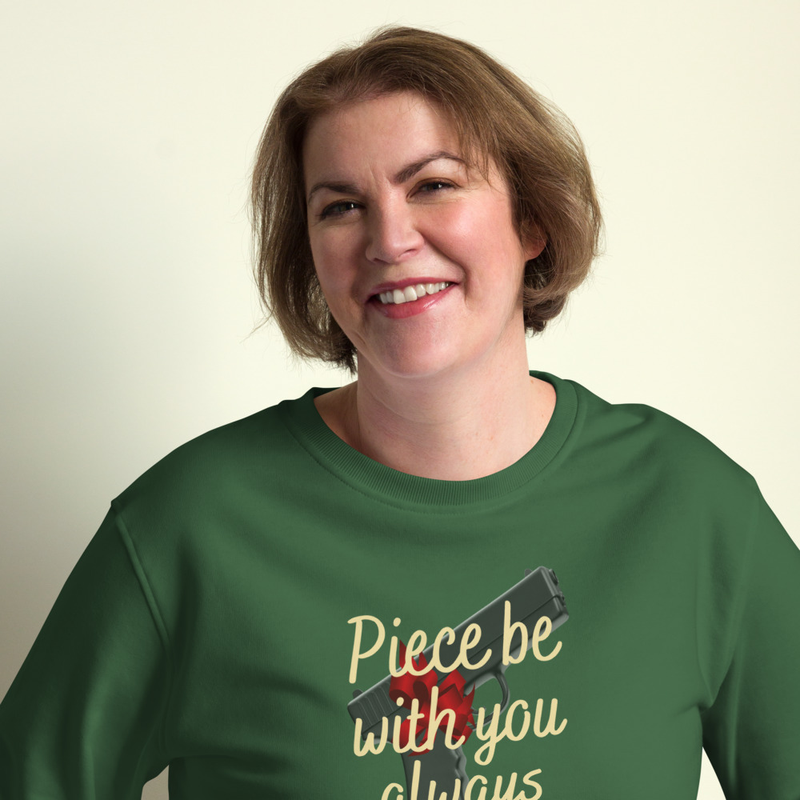 Piece be with your WGOAA - Unisex organic sweatshirt – S, Bottle Green