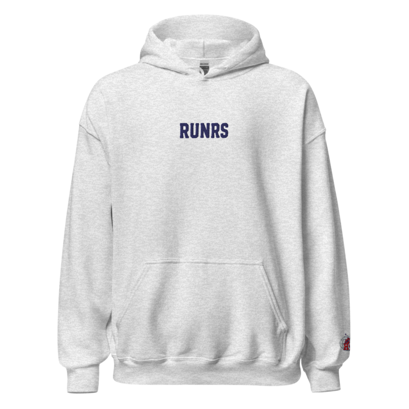 RUNRS University Embroidered Unisex Hoodie - Heather Grey