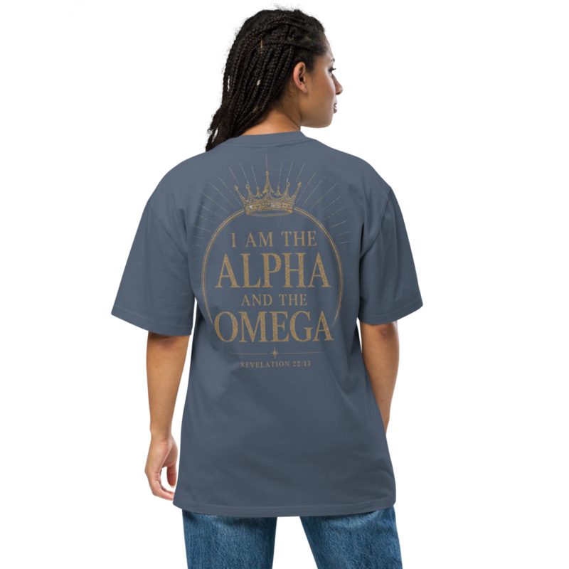 Alpha and Omega Oversized faded t-shirt – XL, Faded Indigo
