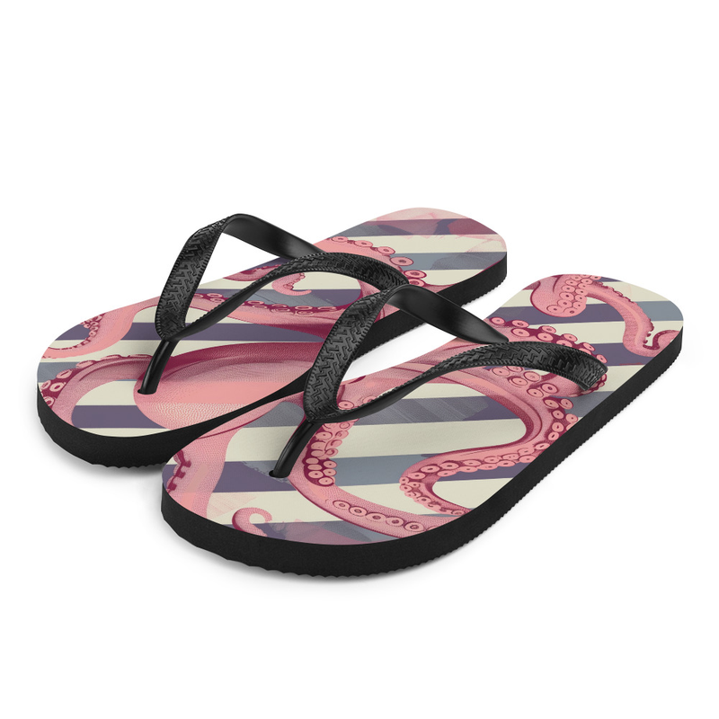Pink Octopus Flip-Flops Hour or Outdoor Slippers