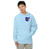 Ohio CLE C (Guardians colors), L (Cavs colors), E (Browns colors) Unisex midweight hoodie / Blue Aqua / S