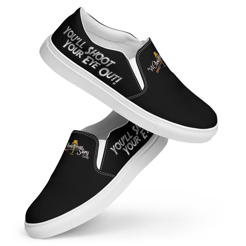 Men’s Classic Black A Christmas Story Family "Don't Shoot Your Eye Out" Slip-on Comfy Canvas Shoes
