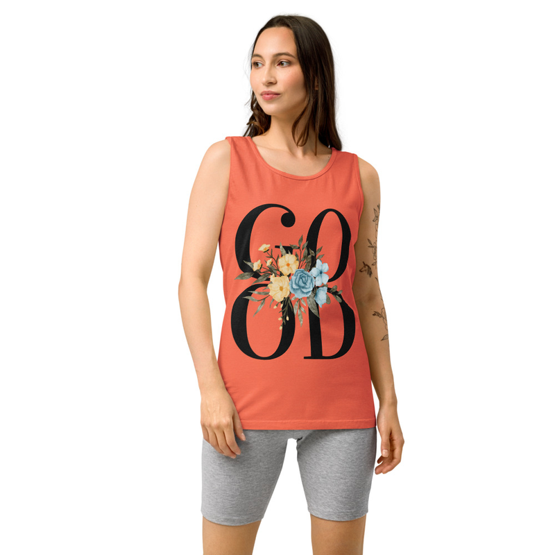 Good Floral Women's Tank Top | Genesis Creation Christian Top – XL, Bright Salmon