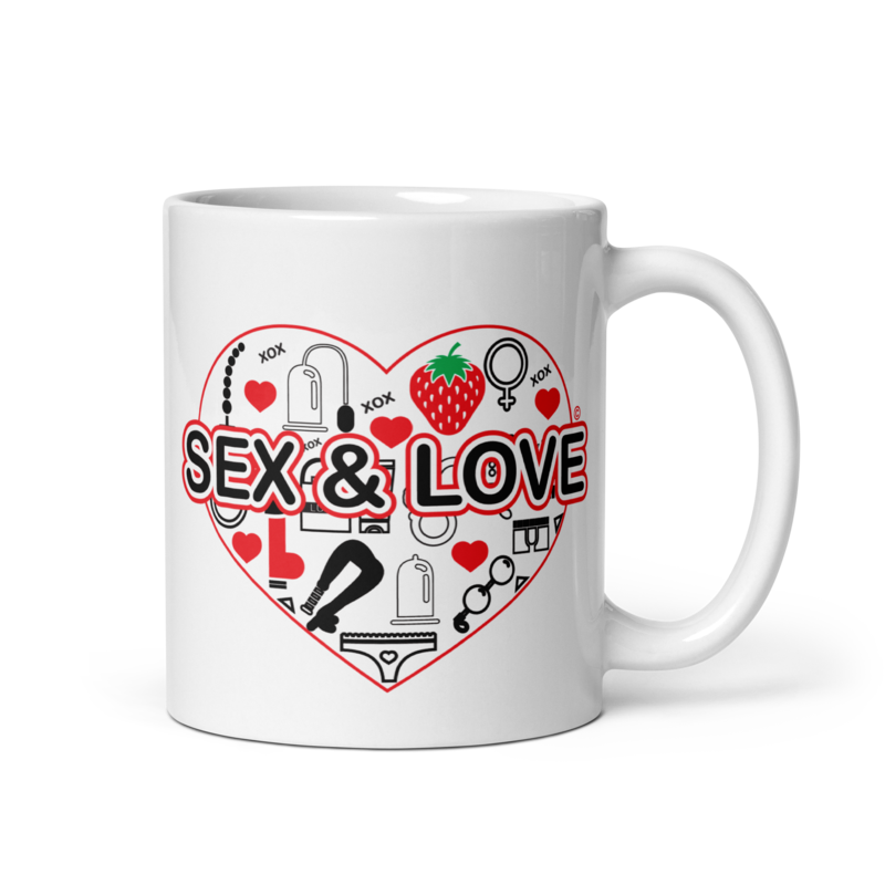 Hugs, Mugs, & Bedroom Smugs - Amorous White Glossy Cup