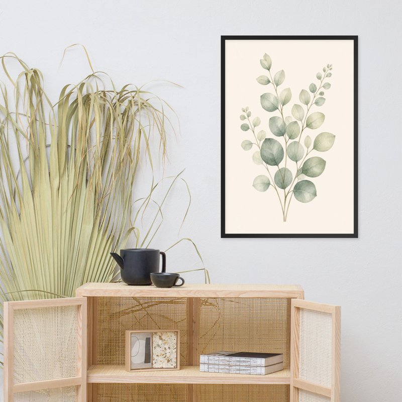 Eucalyptus Stem Framed Botanical Wall Art — Minimalist Watercolor — thumbnail 7