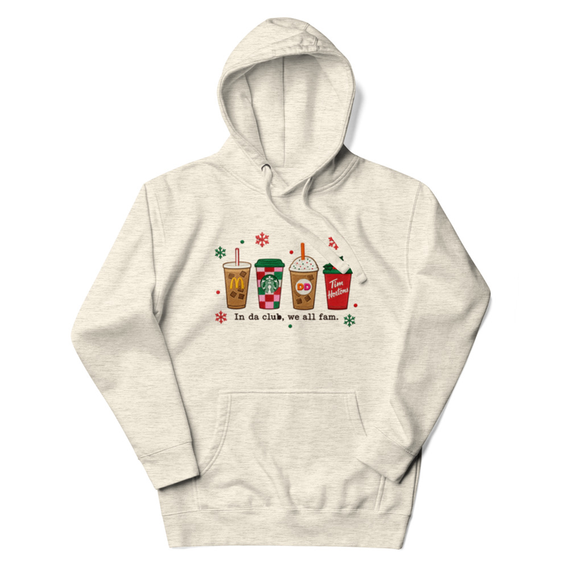 In da Club, We All Fam Holiday Coffee Cup Design Unisex Hoodie – view 7