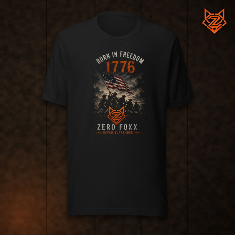 1776 — Born in Freedom | Double-Sided Tee — Front