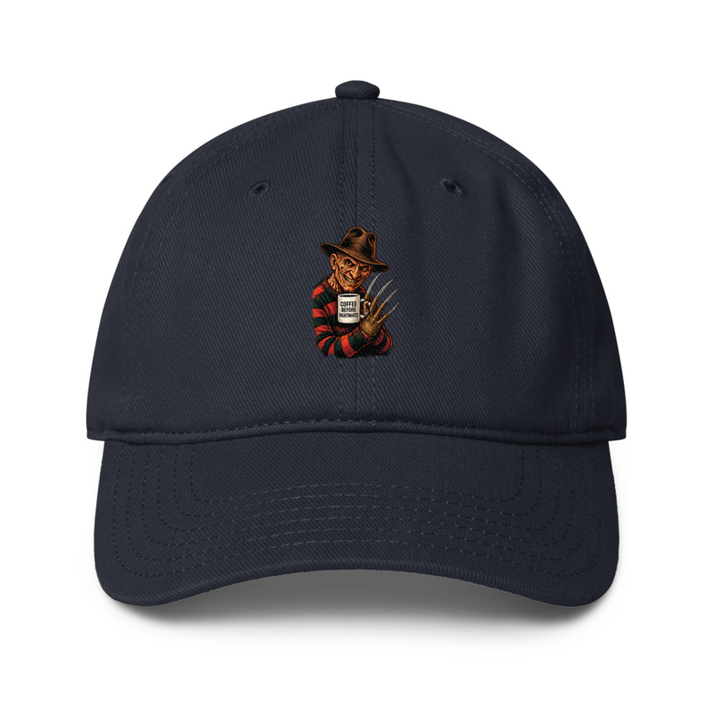 Coffee before Nightmares Low-profile baseball cap – One size, Dark Navy