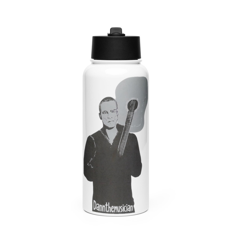 Stainless steel water bottle with a straw lid