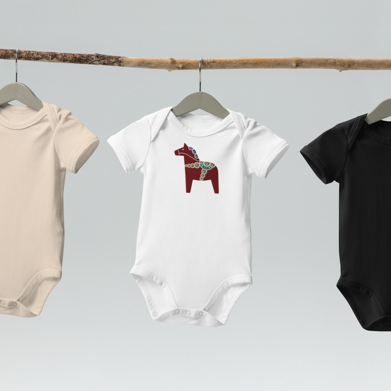 Organic cotton baby bodysuit - Dalahäst view 3