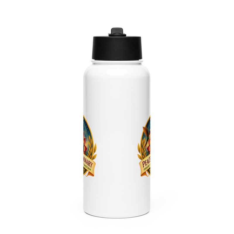 Peace Visionary Stainless steel water bottle with a straw lid