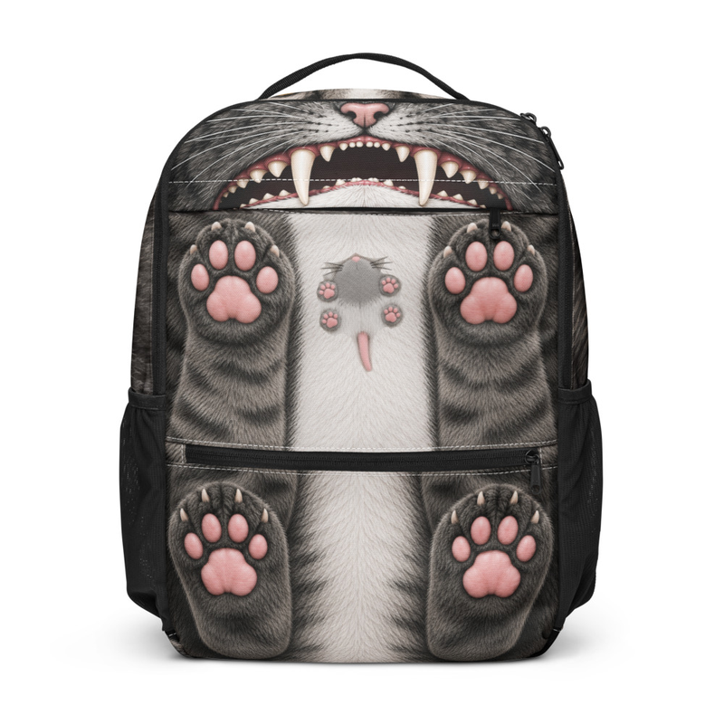Grey Tabby Cat Shark Utility Backpack
