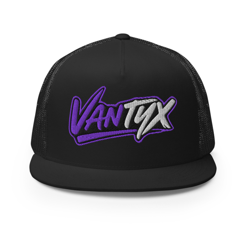 Vantyx - Snapback Trucker Cap - Solid Black, Purple, & White