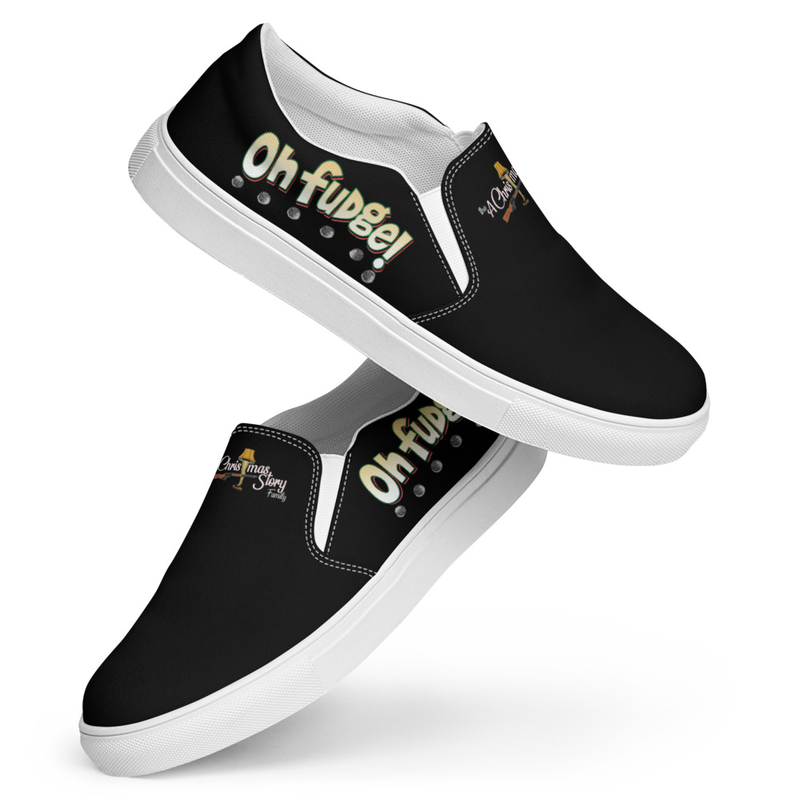 Women’s "Ohhh Fudge"! Custom Made "Black" A Christmas Story Family Comfy Slip-ons