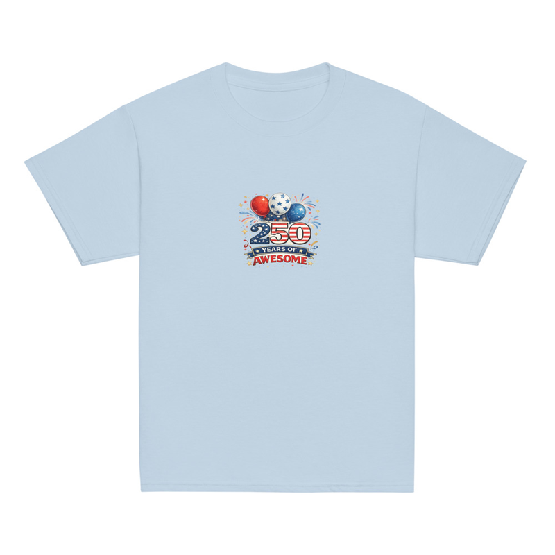 BMT Kids 250 years of Awesome Youth classic tee – XS, Light Blue