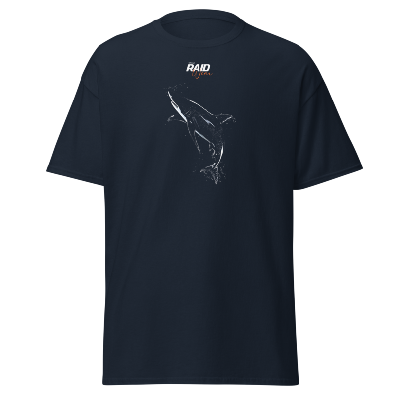 RAID Wear Shark Front Print T-Shirt – 3XL, Navy