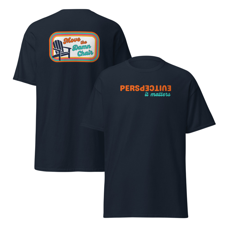 Unisex T-shirt - Perspective Front, Chair Back – S, Navy