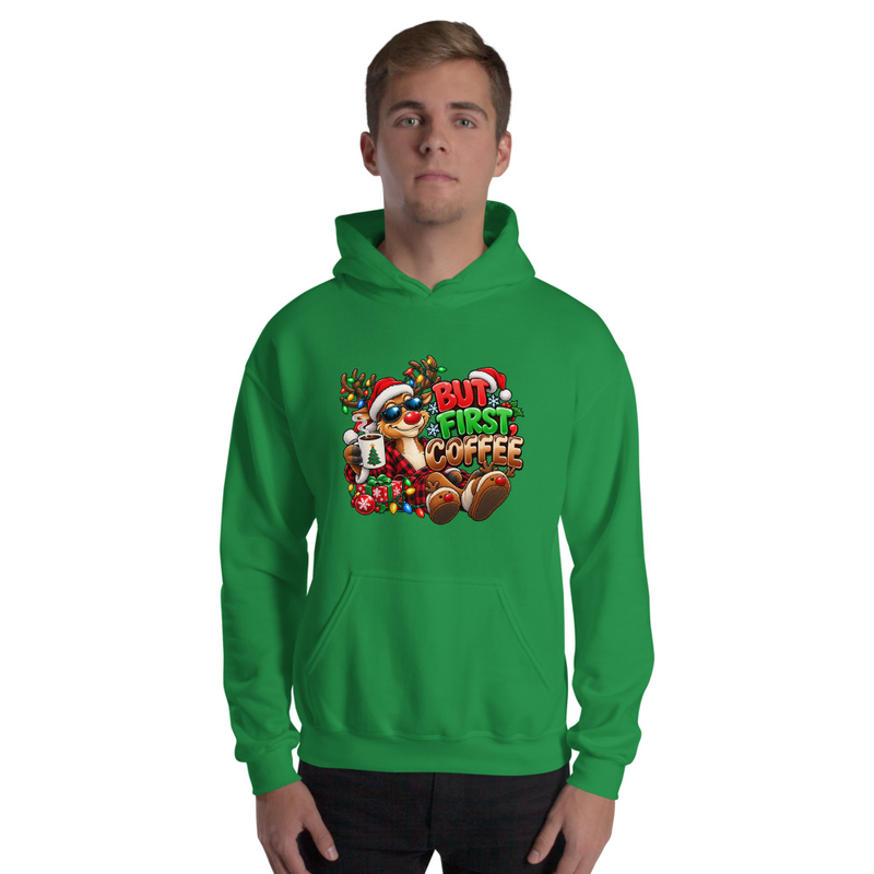 But First Coffee Unisex Hoodie – S, Irish Green