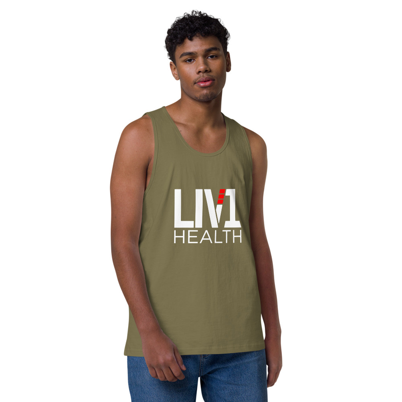 LIV1 Health Men’s Premium Tank Top – S, Military Green
