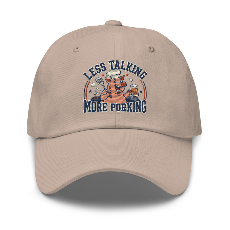 'Less Talking, More Porking' Dad hat – One size, Stone
