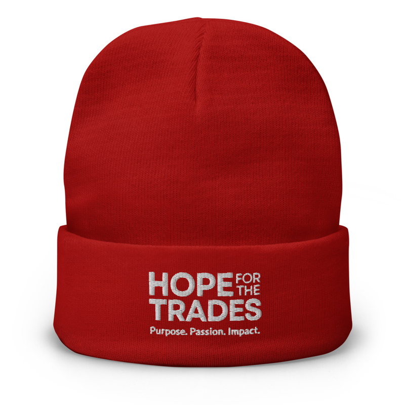 HFTT Embroidered Cuffed Beanie | Purpose. Passion. Impact. (Colors Available) – One size, Red