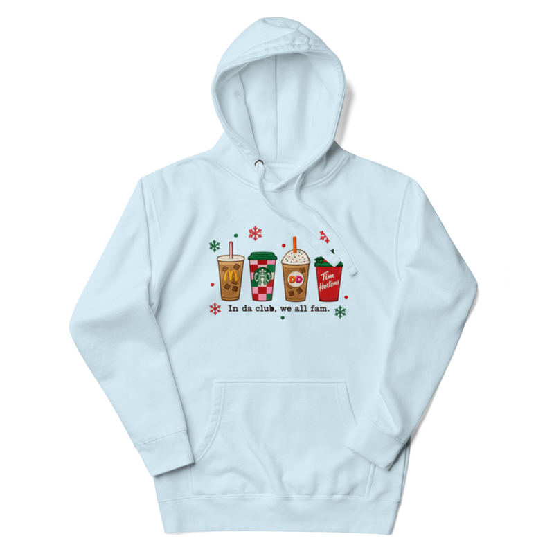 In da Club, We All Fam Holiday Coffee Cup Design Unisex Hoodie – view 6
