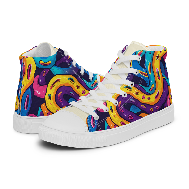Colorful Snake Skin - Yellow Purple Blue - Women’s high top canvas shoes