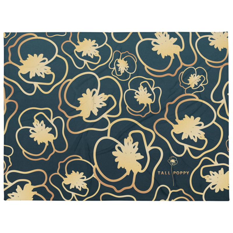 Tall Poppy 60"x80" Gold Poppies Throw