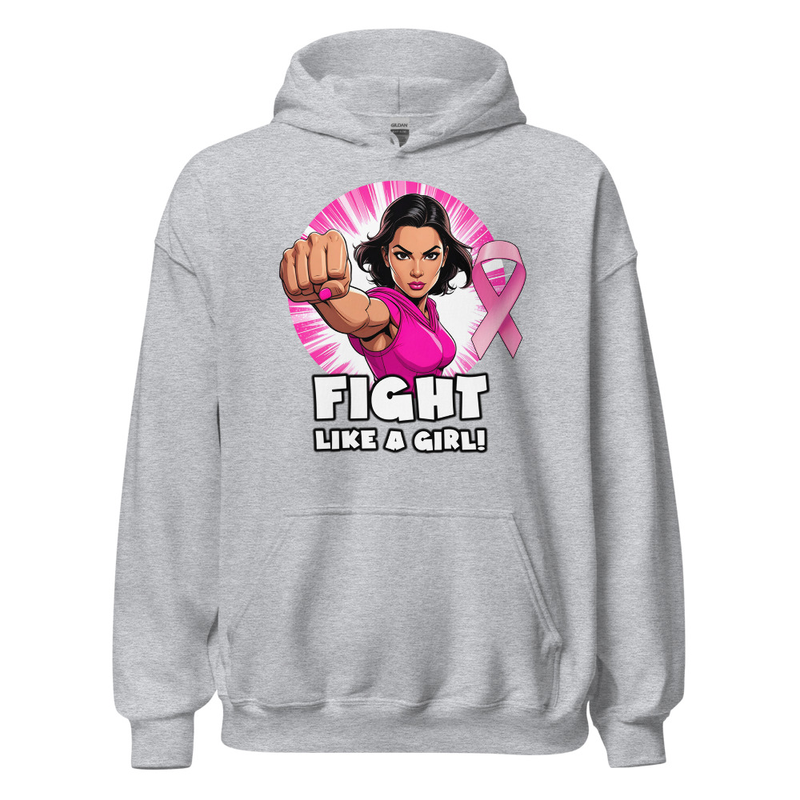 "Fight Like A Girl" Unisex Heavy Blend Hoodie – S, Sport Grey