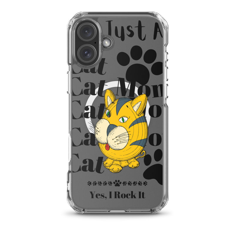 MagSafe® clear case for iPhone®: Just A Cat Mom – iPhone 16 Plus