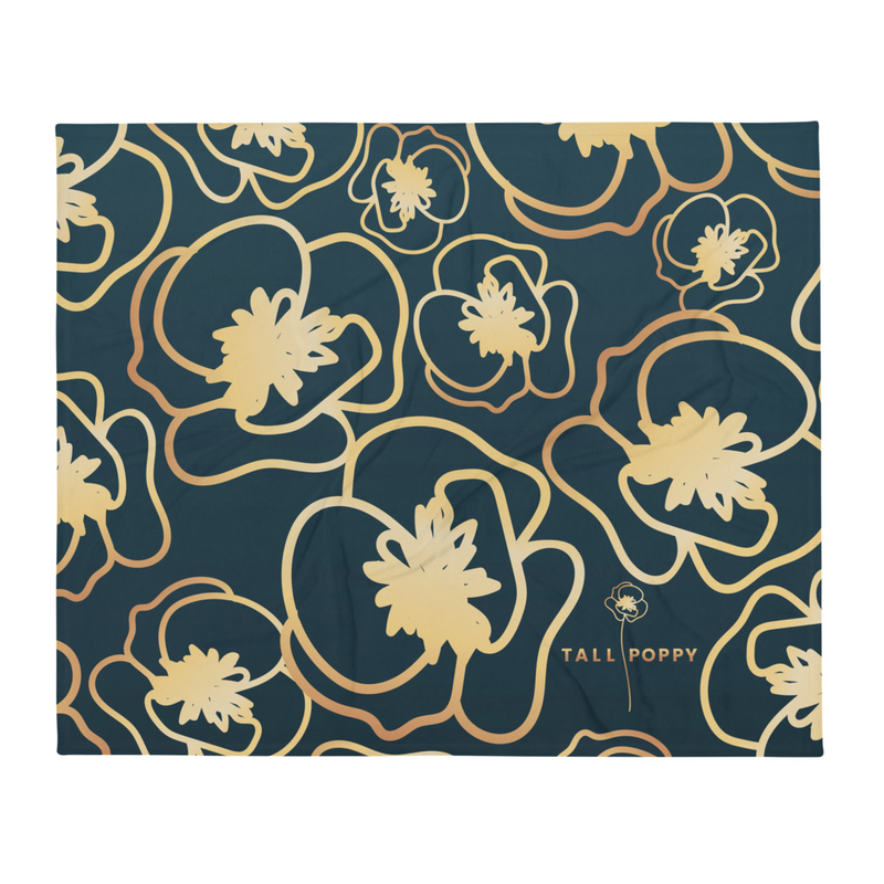 Tall Poppy 50"x60" Gold Poppies Throw Blanket 