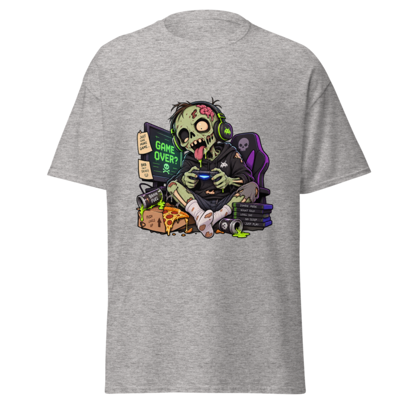 Chico zombie gamer: Camiseta unisex · Gris deportivo