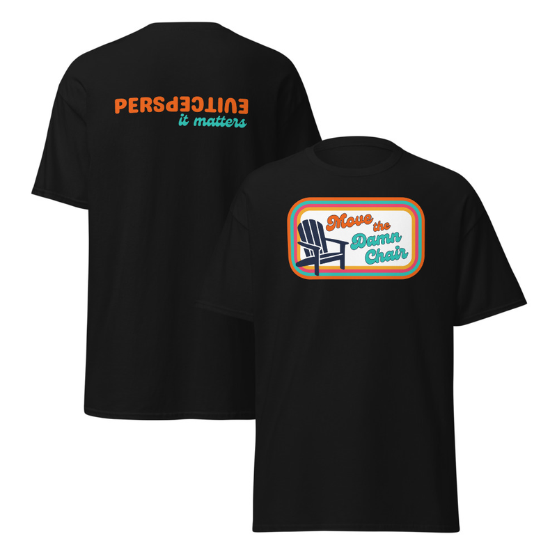 Unisex T-shirt - Chair Front, Perspective Back